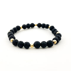 Isabelle Gold Accented Triple Lava Stone Bracelet | 6mm - MTT Collective