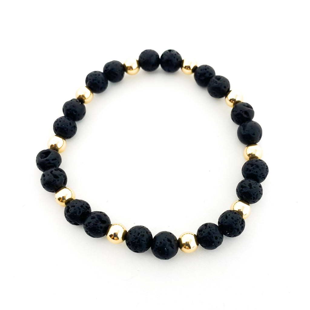 14K GOLD-FILLED ACCENTED LAVA STONE BRACELET | 8MM - MTT Collective