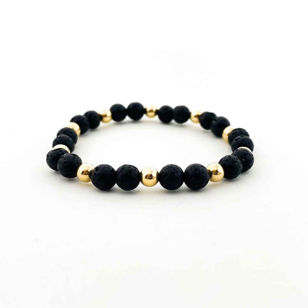 14K GOLD-FILLED ACCENTED LAVA STONE BRACELET | 8MM - MTT Collective