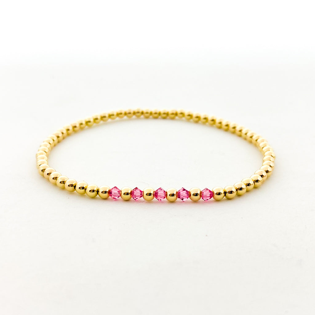 Gracie Beaded Birthstone Accented Bracelet | 3mm - MTT Collective