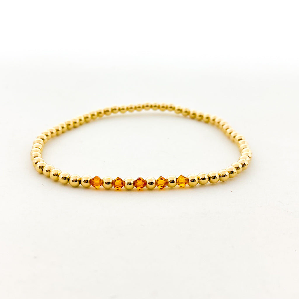 Gracie Beaded Birthstone Accented Bracelet | 3mm - MTT Collective