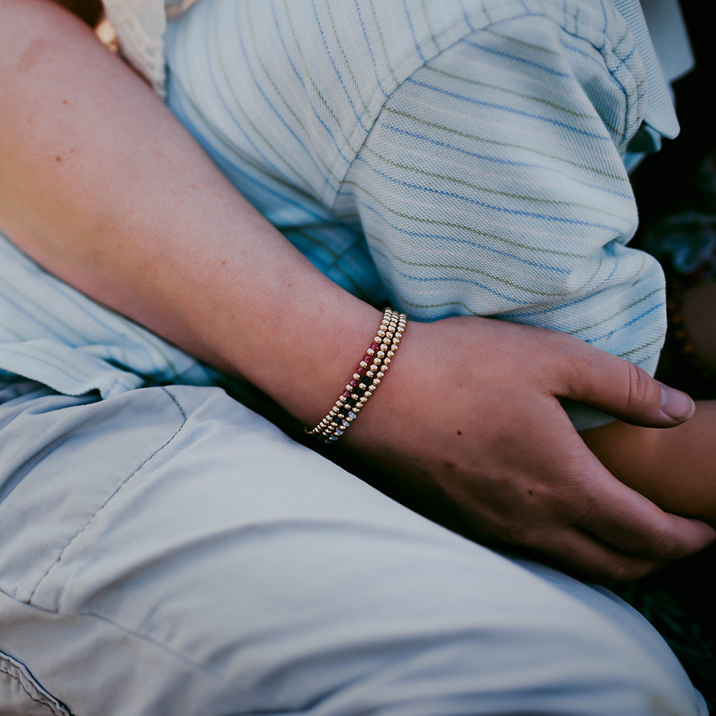 Gracie Beaded Birthstone Accented Bracelet | 3mm - MTT Collective