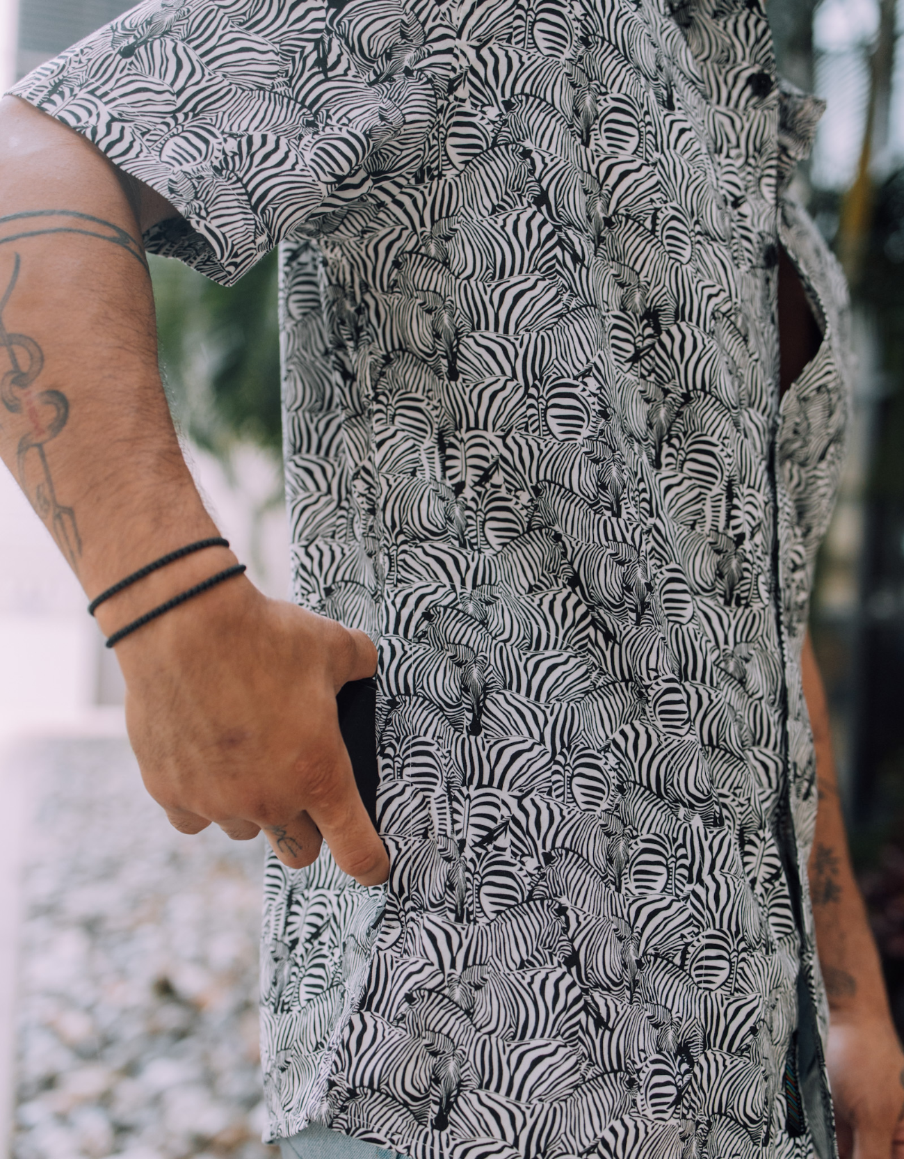 Too Many Lines - Zebra Black 7 Seas Button Up - MTT Collective