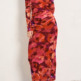 Sienna Off-Shoulder Mesh Long-Sleeve Midi Dress