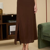 Delaney Side-Slit Midi Skirt