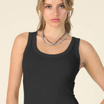 Nora Reversible Ribbed Tank in Black