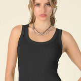 Nora Reversible Ribbed Tank in Black
