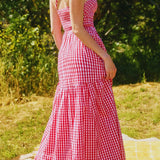 Giselle All-Over Check Print Smocked Maxi Dress