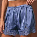 Juniper Lace Trim Shorts in Chocolate, detail