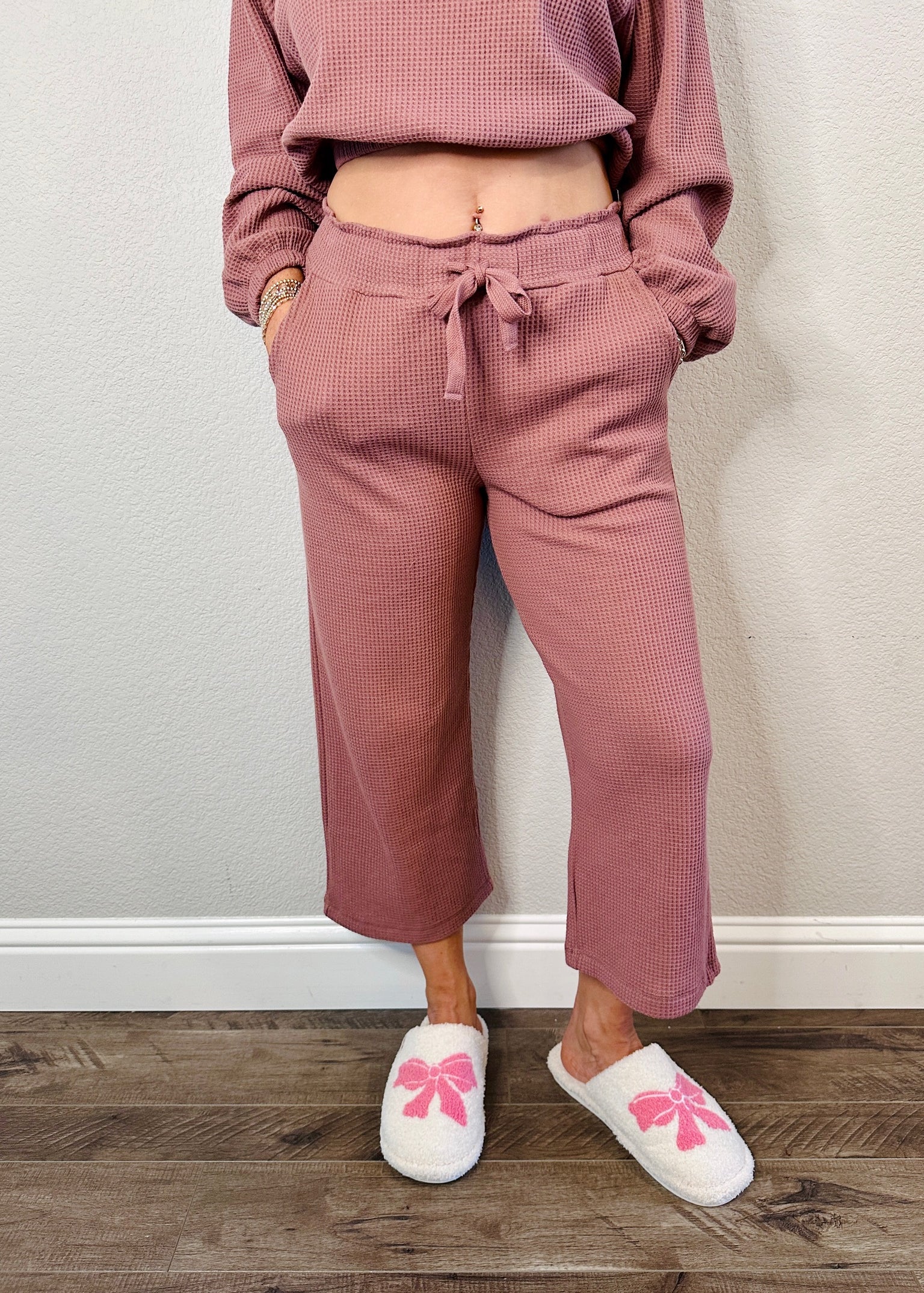 Tour Waffle Knit Cropped Lounge Pants - MTT Collective