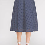 Delaney Eyelet Midi Skirt with Pockets navy eyelet detail