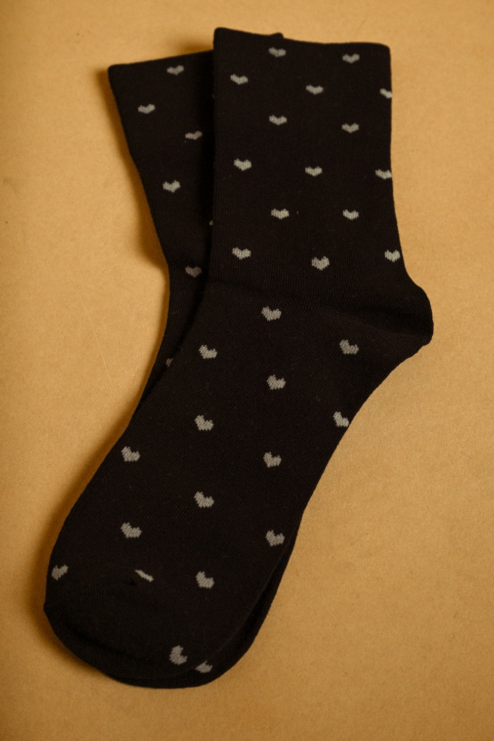 Mini Heart Crew Socks in Black/Grey