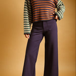Everyday Solid Crew Socks in Brick worn with loafers and wide leg trousers