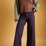 Everyday Solid Crew Socks in Brick worn with loafers and wide leg trousers