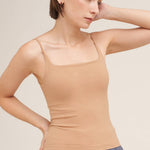 Melanie Clean Line Square Cami in Milk Tea