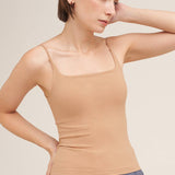 Melanie Clean Line Square Cami in Milk Tea