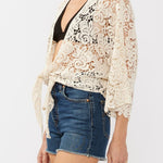 Tidal Wave Crochet Kimono Top in Natural - MTT Collective