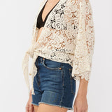 Tidal Wave Crochet Kimono Top in Natural - MTT Collective