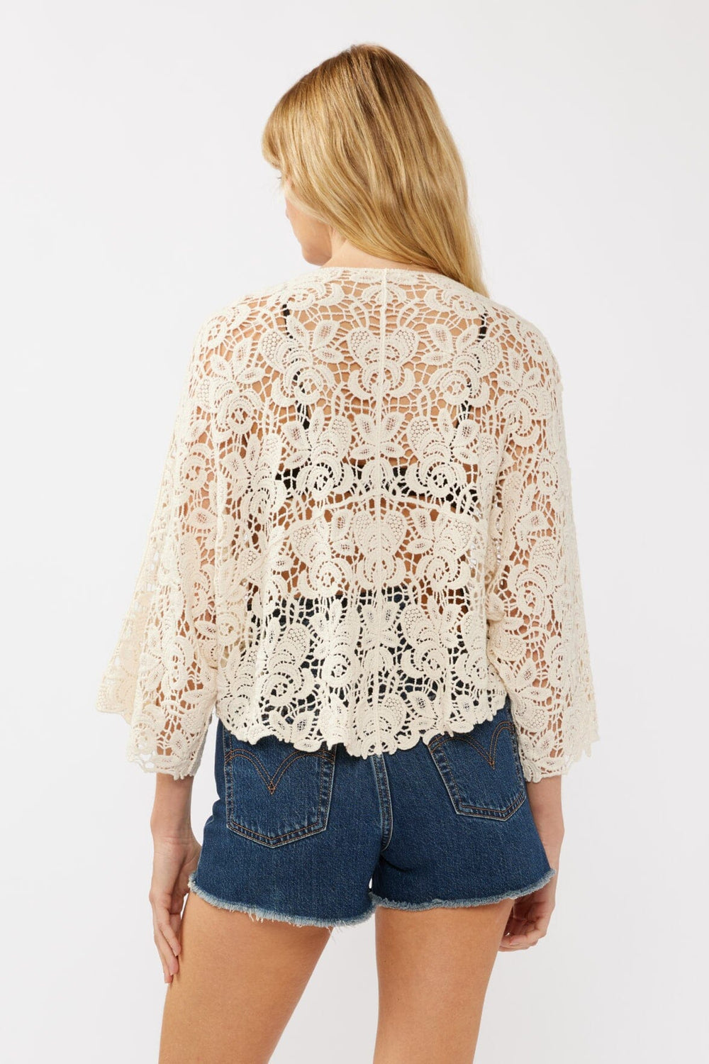 Tidal Wave Crochet Kimono Top in Natural - MTT Collective