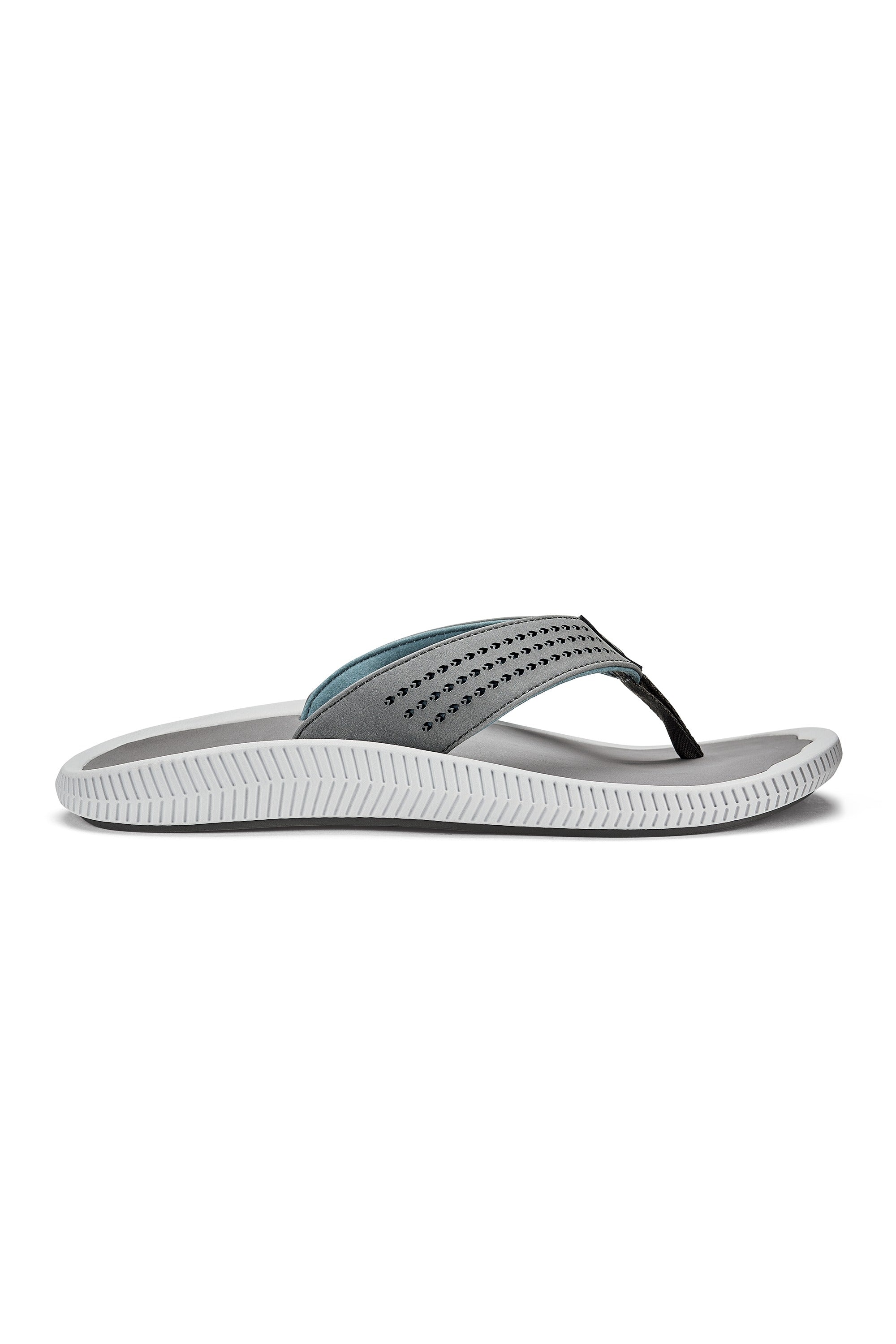 OluKai Ulele water-ready beach sandal in Stone, side profile