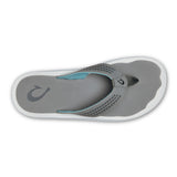 OluKai Ulele sandal in Stone, top view of laser-cut straps
