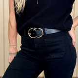 Alma Double Hoop Buckle Vegan Leather Belt