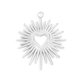 Textured Sunburst Heart Charm