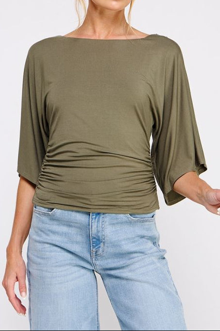 Isla Double Knit Angel Sleeve Cinch Top