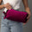 Juniper Velvet Ribbed Pouch in fuchsia and green