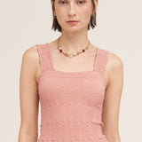 Julie Lace Textured Square Top in Ash Rose