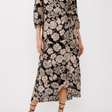 Mother Earth Floral Wrap Dress in Black/Taupe - MTT Collective