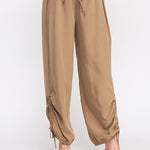 Marlow Drapey Twill High-Waist Jogger mocha front