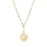 Lisa Gold Sunburst Medallion Paperclip Necklace