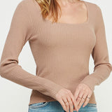 The Camille Square-Neck Rib Knit Pullover