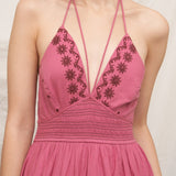 Alice Strappy Halter Embroidered Midi Dress