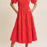 Maryam Bubble Sleeve Midi Dress