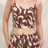 Denise Printed Lace Back Top