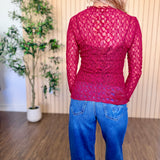 Lace Mock Neck Long Sleeve Top