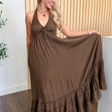 Halter Neck Smocked Maxi Dress