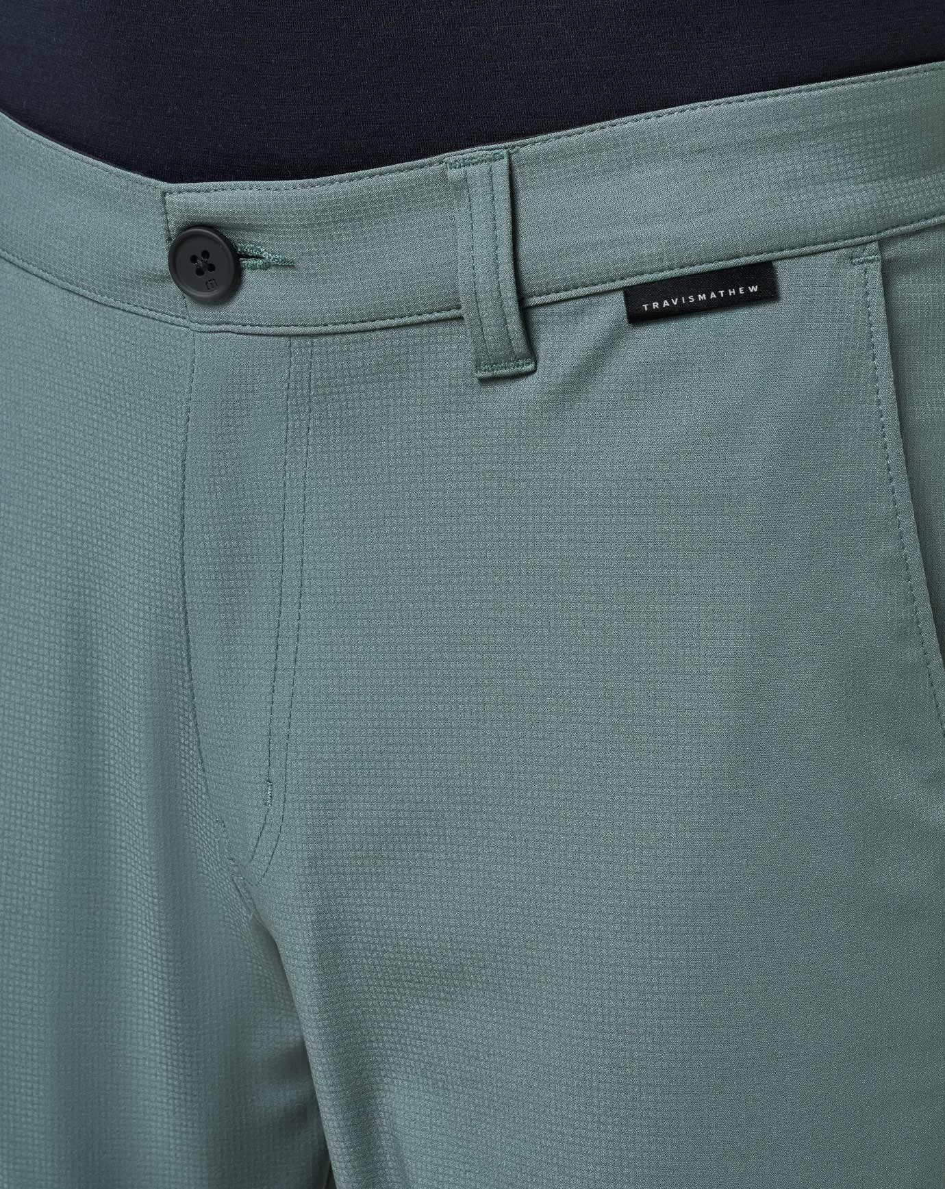 Travis Mathew Wanderlust Short 9In in Balsam Green, detail view