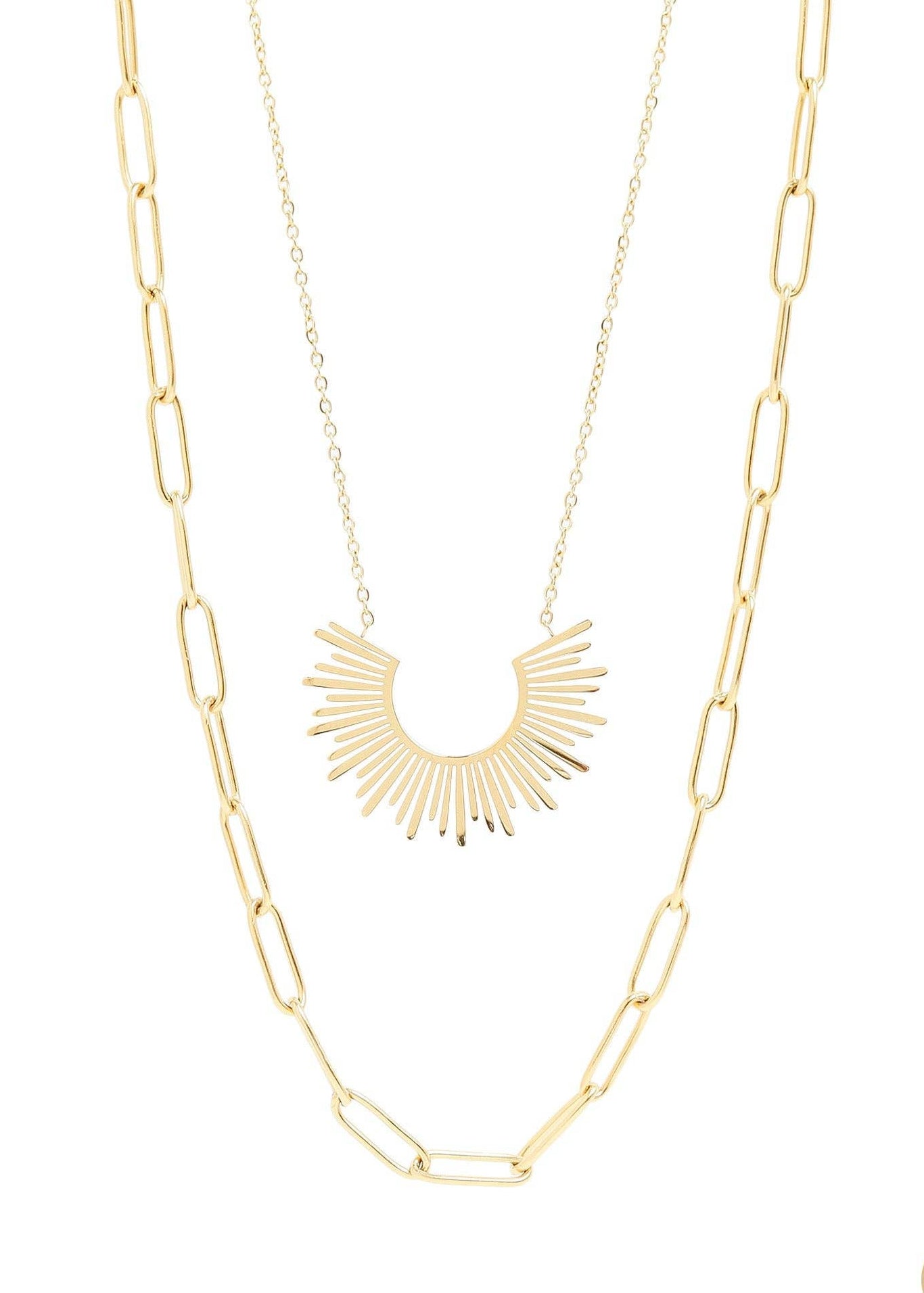 MTT Jewelry - Jewelry - Necklaces - Shelby Layered Paperclip and Loop Chain Charm Necklace - MTT Collective