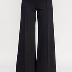 Black wide-leg pants on a white background