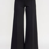 Black wide-leg pants on a white background