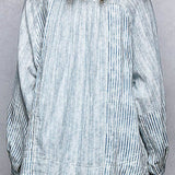 Stripe Woven Oversized Raglan Button Shirt