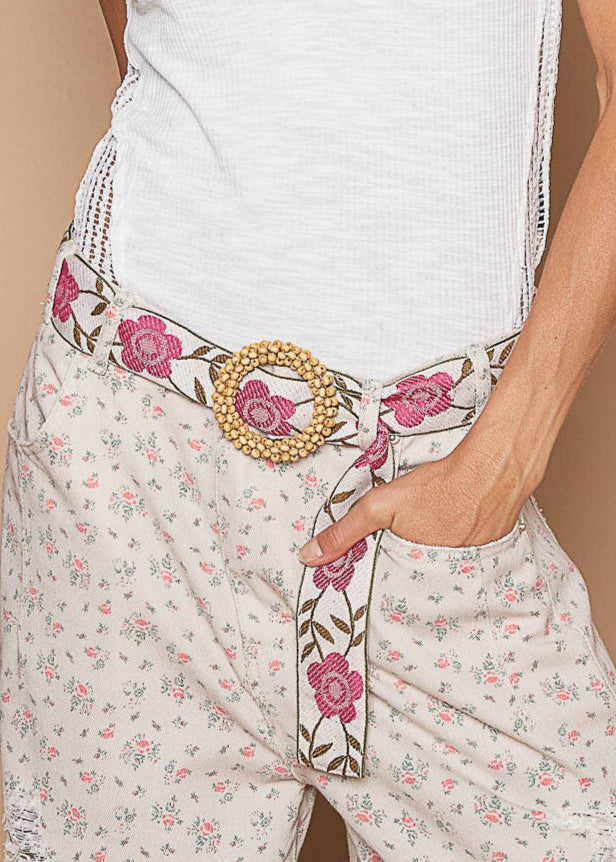 Pol - Womens - Accessories - Belts - Floral Print Buckle Belt - MTT Collective
