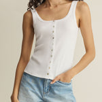 Niko Scallop Rib Tank Top - White