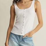 Niko Scallop Rib Tank Top - White