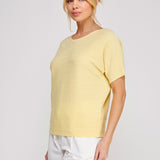 Nina Variegated Rib Short-Sleeve Top yellow side