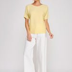 Nina Variegated Rib Short-Sleeve Top yellow back