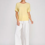 Nina Variegated Rib Short-Sleeve Top yellow back